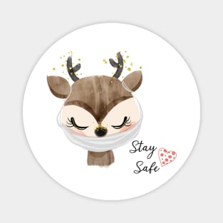 Deer Wearing Mask, Stay Safe! Magnet